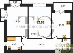 2-к квартира, вторичка, 62м2, 4/9 этаж