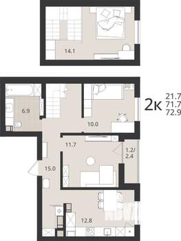2-к квартира, вторичка, 72м2, 8/9 этаж