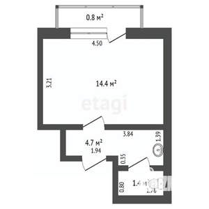 1-к квартира, вторичка, 21м2, 2/5 этаж