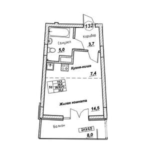Студия квартира, вторичка, 33м2, 3/7 этаж