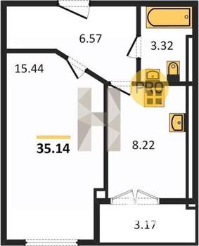 1-к квартира, вторичка, 35м2, 3/9 этаж