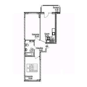 2-к квартира, вторичка, 57м2, 8/9 этаж
