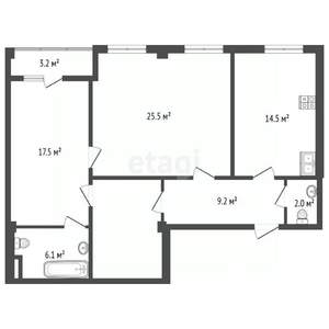 2-к квартира, вторичка, 85м2, 2/9 этаж