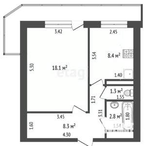 1-к квартира, вторичка, 39м2, 6/12 этаж