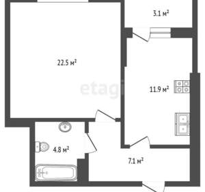 Студия квартира, вторичка, 52м2, 3/16 этаж