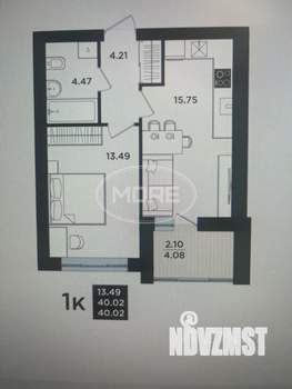 1-к квартира, вторичка, 40м2, 2/9 этаж