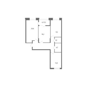 3-к квартира, строящийся дом, 91м2, 7/13 этаж