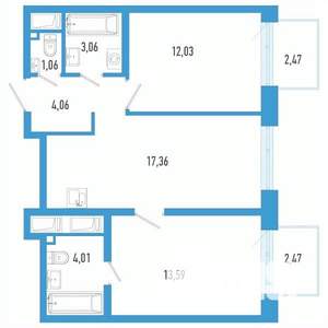 2-к квартира, вторичка, 57м2, 4/26 этаж
