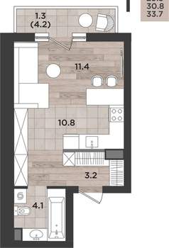 1-к квартира, вторичка, 31м2, 2/14 этаж