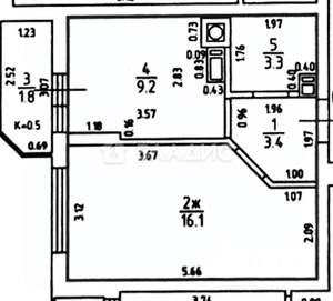 1-к квартира, вторичка, 32м2, 7/9 этаж