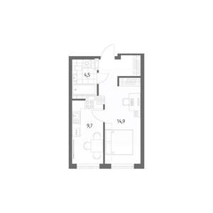 1-к квартира, строящийся дом, 34м2, 3/8 этаж