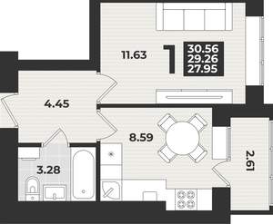 1-к квартира, вторичка, 31м2, 2/9 этаж