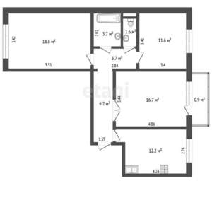 3-к квартира, вторичка, 75м2, 7/10 этаж