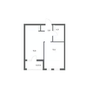 1-к квартира, строящийся дом, 39м2, 6/18 этаж