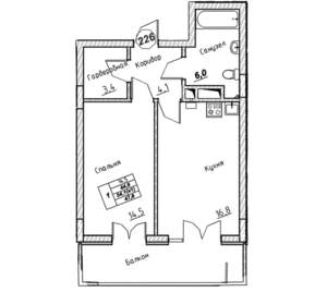 1-к квартира, вторичка, 48м2, 6/7 этаж