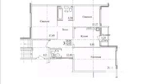 3-к квартира, вторичка, 79м2, 2/4 этаж