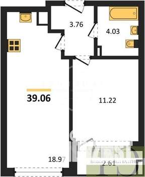 1-к квартира, вторичка, 39м2, 9/9 этаж