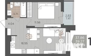 1-к квартира, вторичка, 39м2, 7/9 этаж