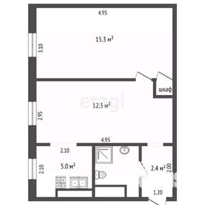 2-к квартира, вторичка, 40м2, 3/3 этаж