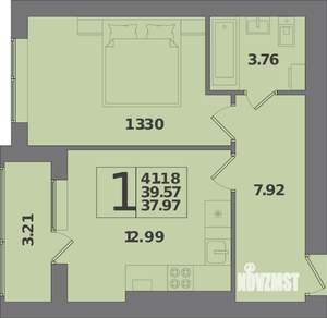 1-к квартира, вторичка, 41м2, 9/10 этаж