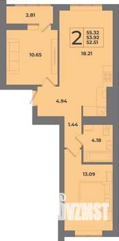 2-к квартира, вторичка, 55м2, 4/8 этаж