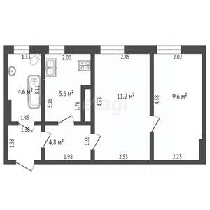 2-к квартира, вторичка, 36м2, 3/3 этаж