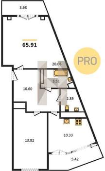 2-к квартира, вторичка, 65м2, 8/9 этаж