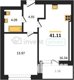 1-к квартира, вторичка, 41м2, 3/9 этаж