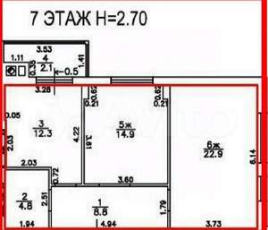2-к квартира, вторичка, 66м2, 7/10 этаж
