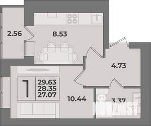 1-к квартира, строящийся дом, 30м2, 1/9 этаж