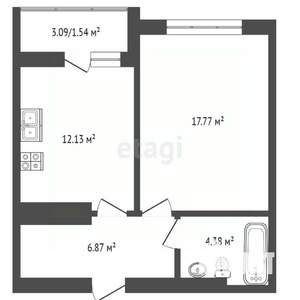 1-к квартира, вторичка, 43м2, 11/13 этаж
