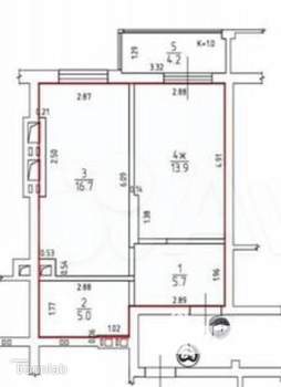 1-к квартира, вторичка, 45м2, 6/8 этаж
