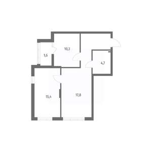 2-к квартира, строящийся дом, 58м2, 4/8 этаж