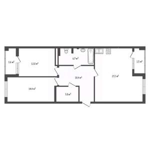 2-к квартира, вторичка, 75м2, 3/9 этаж