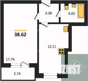 1-к квартира, вторичка, 40м2, 2/9 этаж