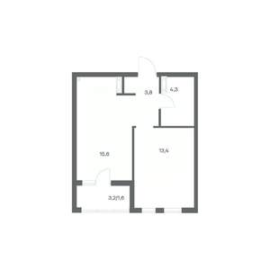 1-к квартира, строящийся дом, 39м2, 8/18 этаж