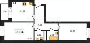 2-к квартира, вторичка, 58м2, 9/9 этаж