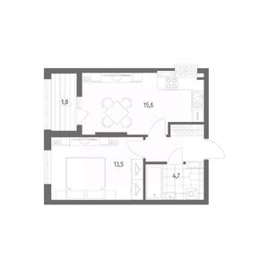 1-к квартира, вторичка, 40м2, 5/8 этаж