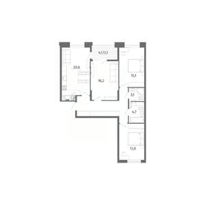 3-к квартира, строящийся дом, 92м2, 3/13 этаж