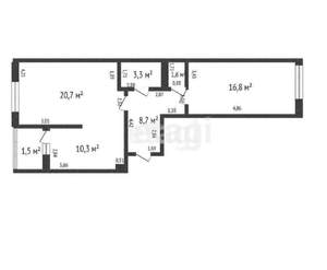 2-к квартира, вторичка, 61м2, 7/8 этаж
