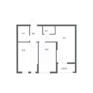 2-к квартира, строящийся дом, 57м2, 2/18 этаж