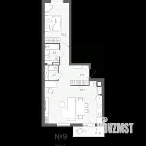 1-к квартира, вторичка, 61м2, 3/7 этаж