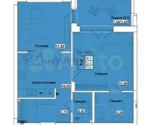 1-к квартира, вторичка, 60м2, 4/11 этаж