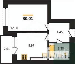 1-к квартира, вторичка, 30м2, 3/9 этаж