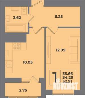 1-к квартира, вторичка, 36м2, 3/8 этаж