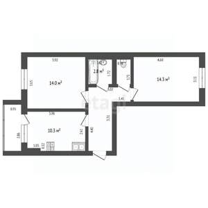 2-к квартира, вторичка, 52м2, 5/8 этаж
