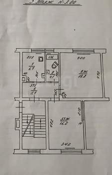 2-к квартира, вторичка, 53м2, 3/3 этаж