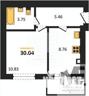 1-к квартира, вторичка, 30м2, 7/9 этаж