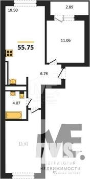 2-к квартира, вторичка, 56м2, 8/9 этаж