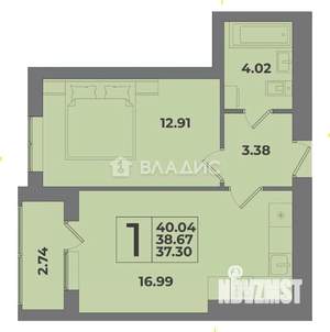 1-к квартира, вторичка, 40м2, 6/10 этаж